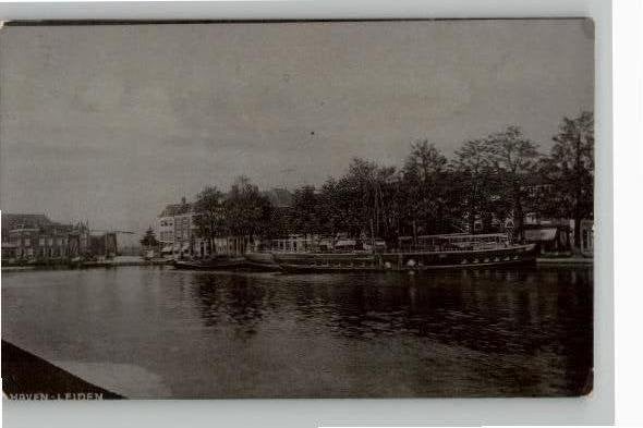 Leiden Haven zeer oude semi-fotokaart st 1906