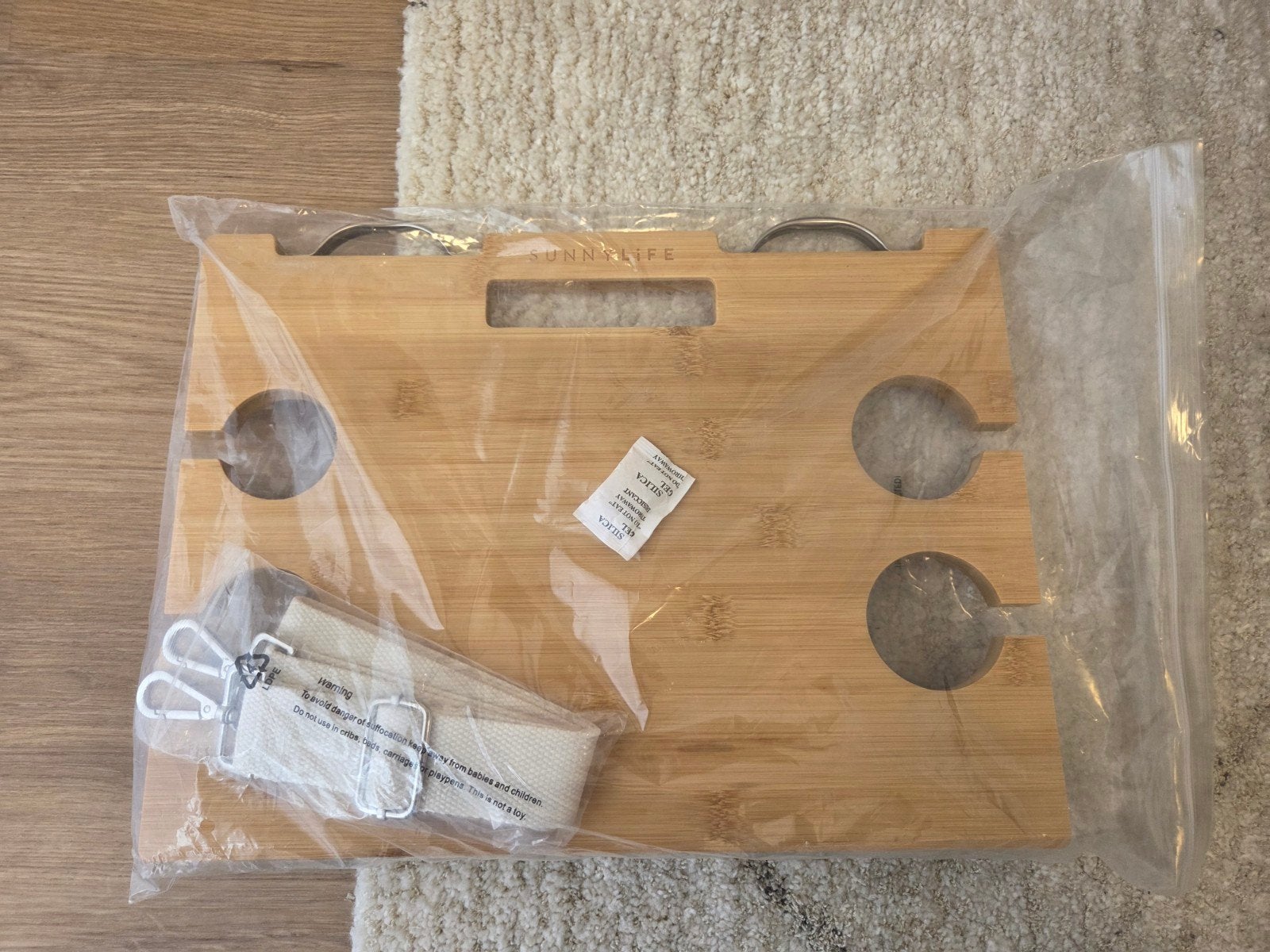 Bamboe picknicktafel voor wijn en snacks, Ophalen of Verzenden, Nieuw, Hout