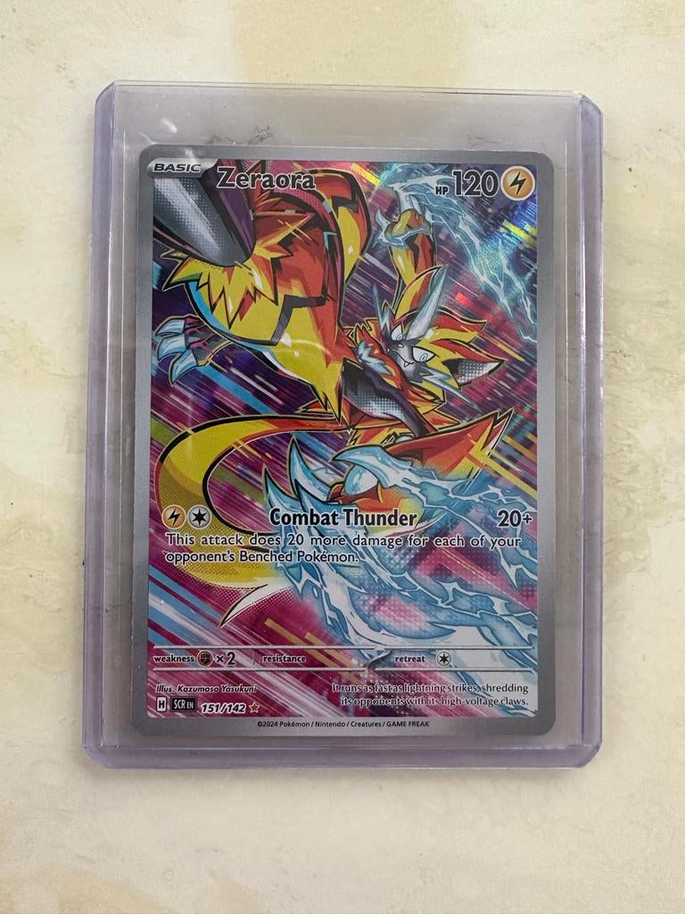 Zeraora Pokémon Kaart 151/147, Hobby en Vrije tijd, Ophalen of Verzenden, Zo goed als nieuw, Losse kaart, Foil