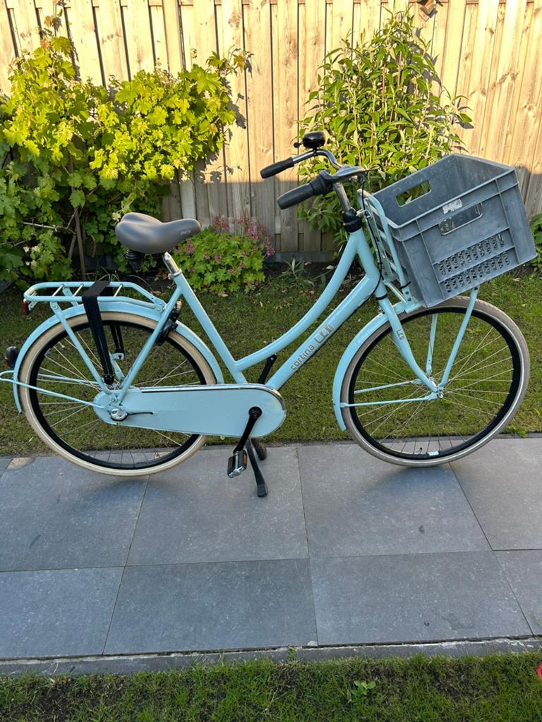 Cortina U4 Transportfiets - Lichtblauw Framehoogte 57cm, Terugtraprem, Versnellingen, 56 cm of meer, Zo goed als nieuw