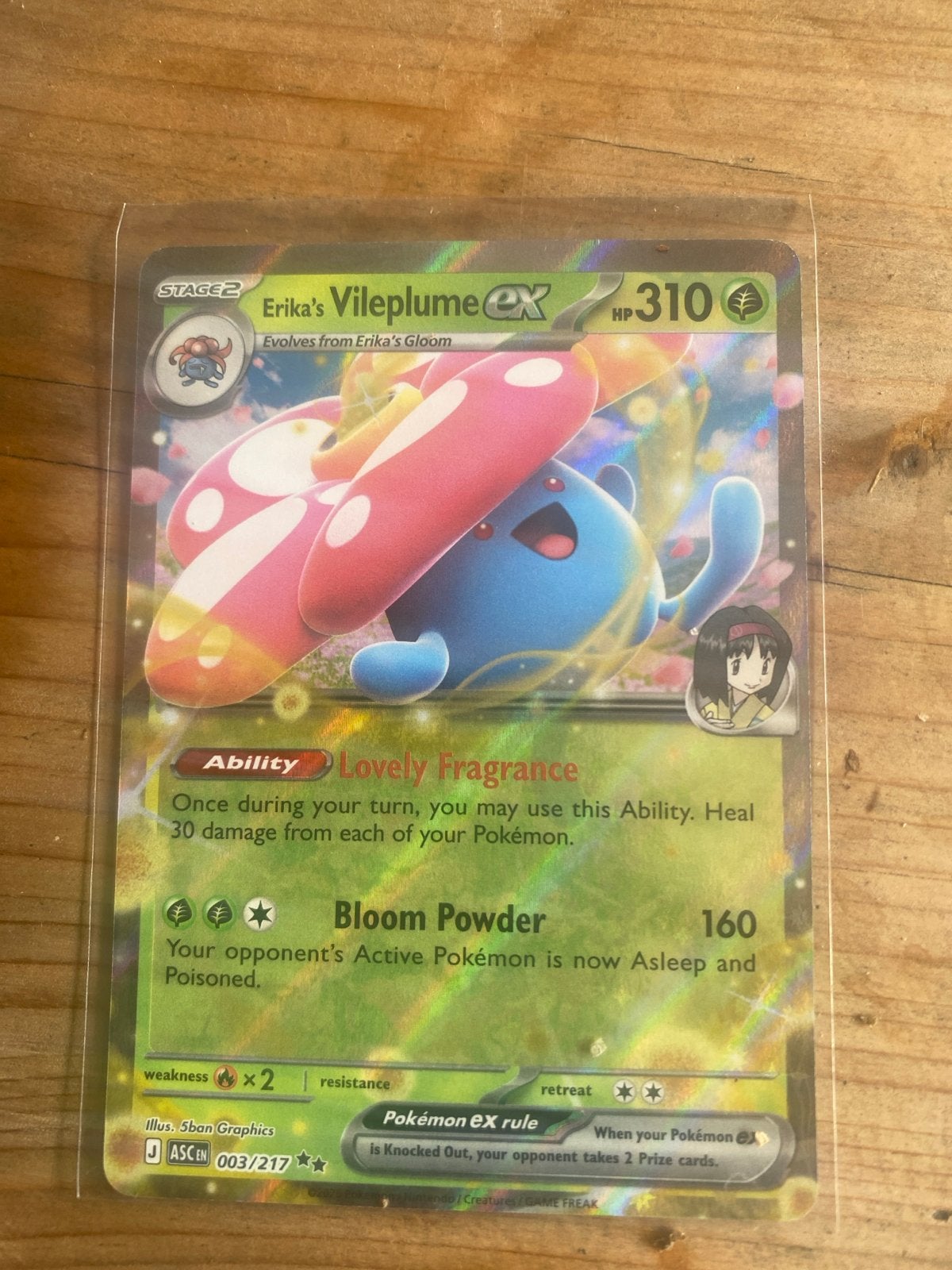 Erika's Vileplume ex 003/217 - Pokémon kaart, Ophalen of Verzenden, Zo goed als nieuw, Losse kaart
