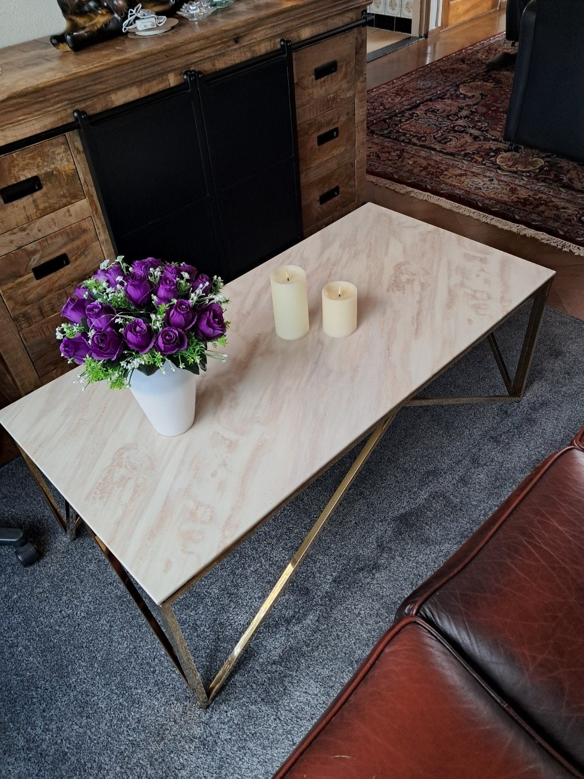 salon tafel marmer, 100 tot 150 cm, Zo goed als nieuw, Rechthoekig, 50 tot 100 cm
