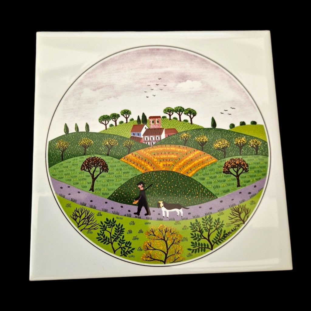 Villeroy & Boch tegel Laplau  landschap met jager 1979, Ophalen of Verzenden