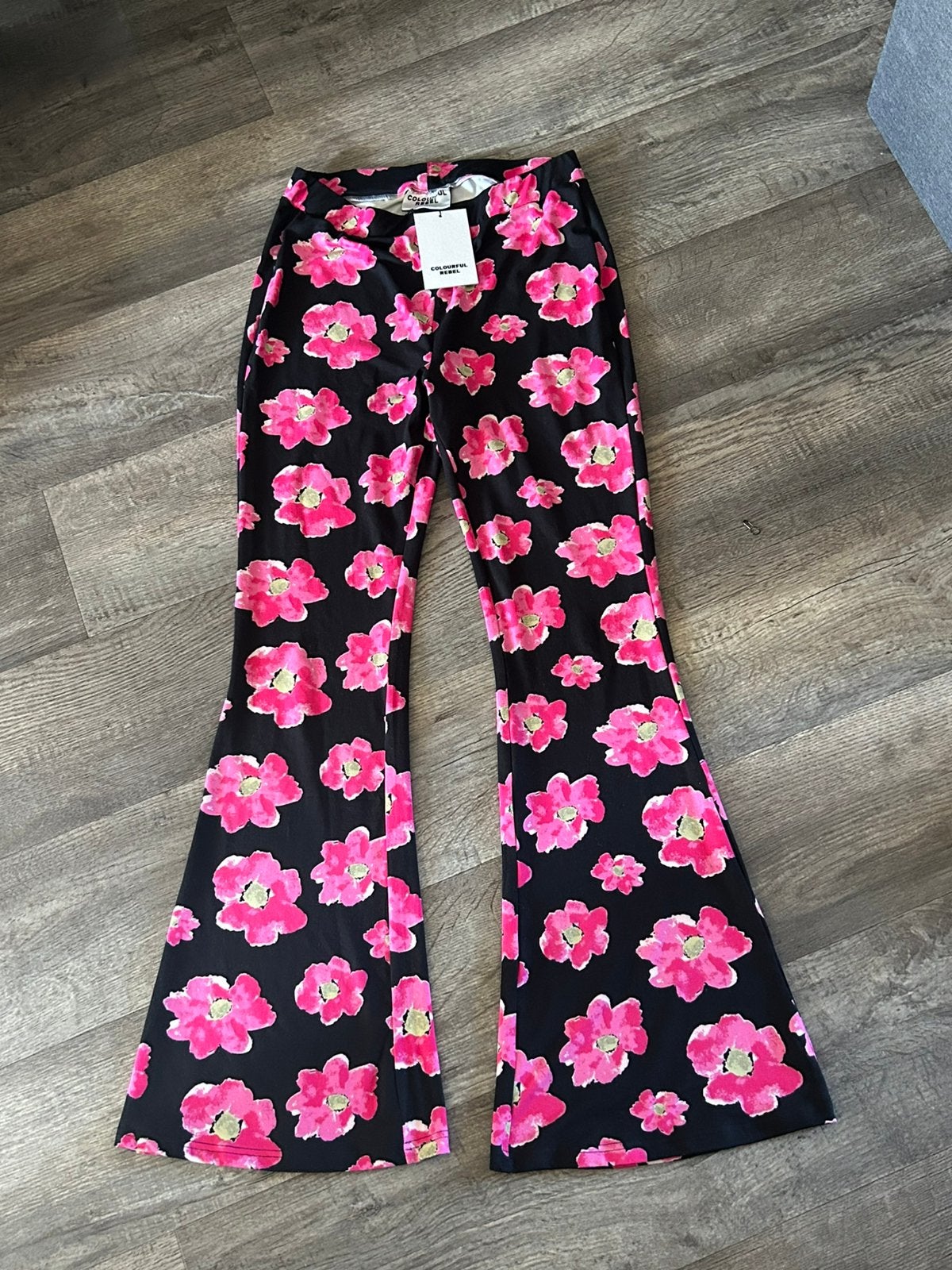 Colourful Rebel flared pants roze bloem, maat XL, Maat 46/48 (XL) of groter, Nieuw, Ophalen of Verzenden, Roze