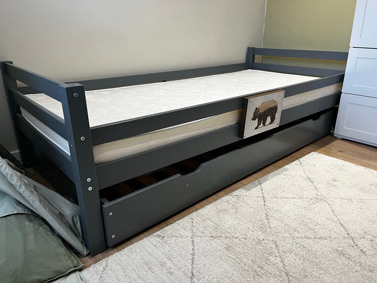 Leen Bakker kinderbed 90x200cm met matras en  onderschuifbed, Huis en Inrichting, Slaapkamer | Bedden, Ophalen, Gebruikt, 90 cm