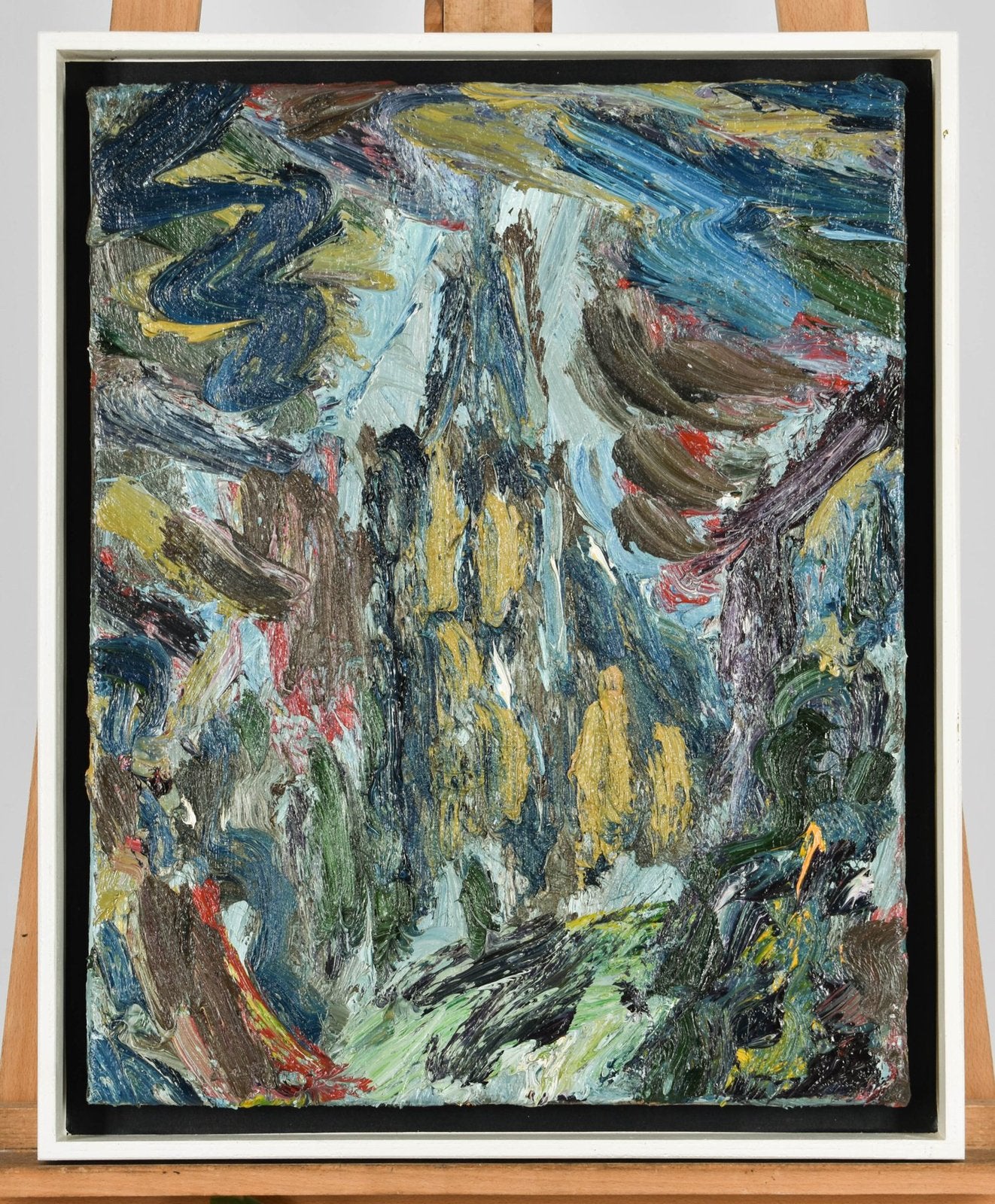 Origineel schilderij Jan de Beus (50x40cm, 1999), Ophalen of Verzenden, Handgeschilderd, Olieverf, Stadsgezicht