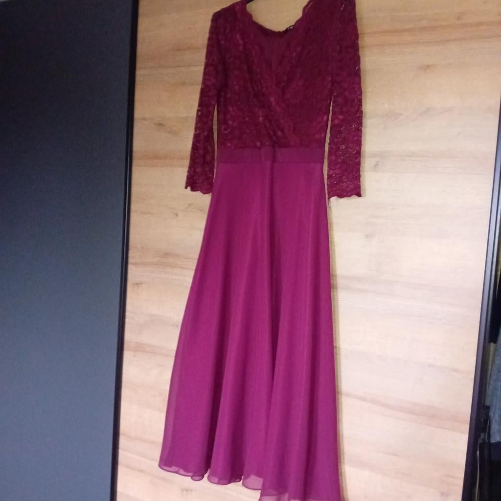 Swing jurk bordeauxrood kant lange mouwen, Ophalen of Verzenden, Zo goed als nieuw, Maat 34 (XS) of kleiner, Rood