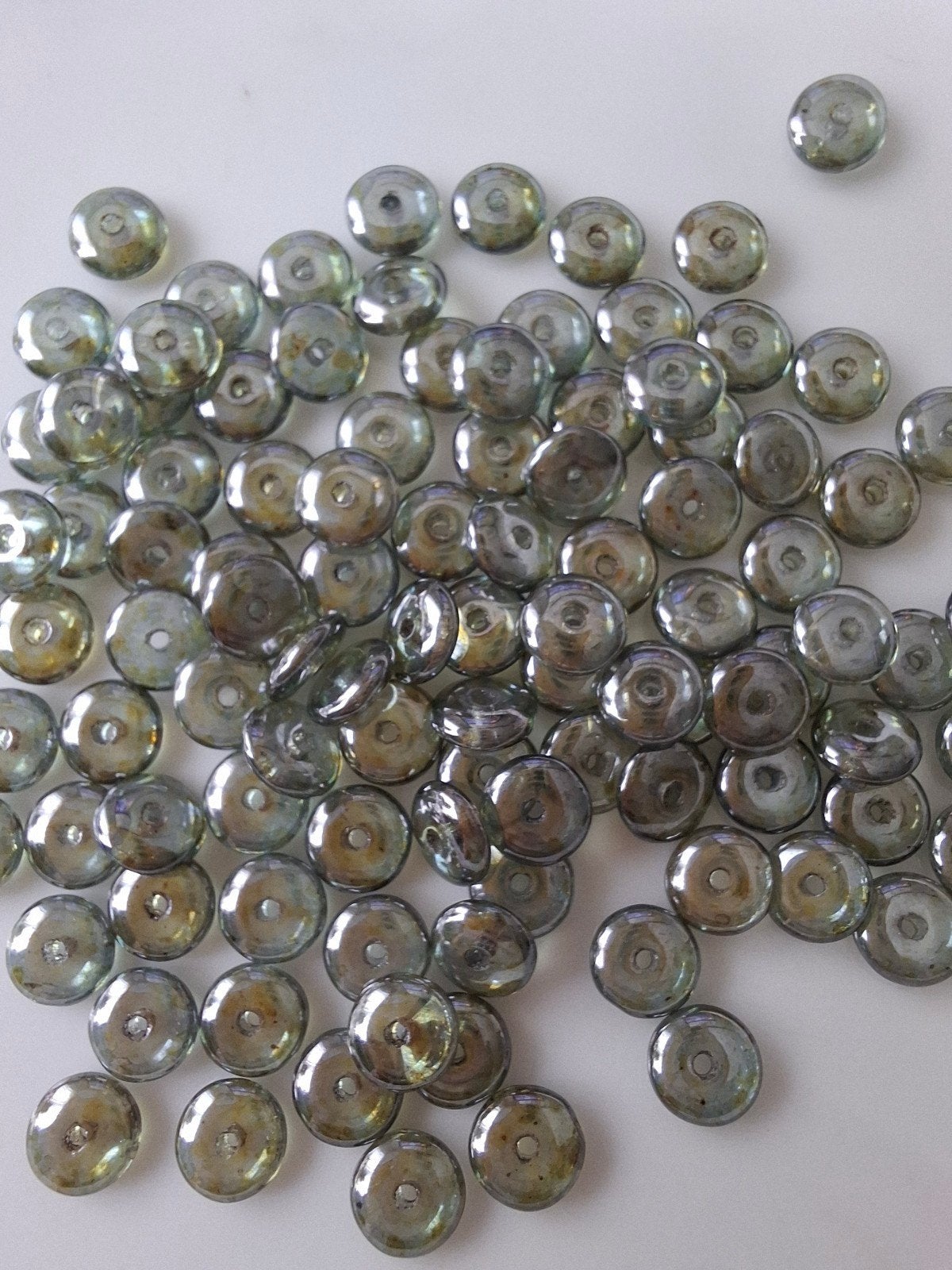 5/6 mm rondellen glaskralen groen transparant kralen partij, Kraal, -, -, Nieuw