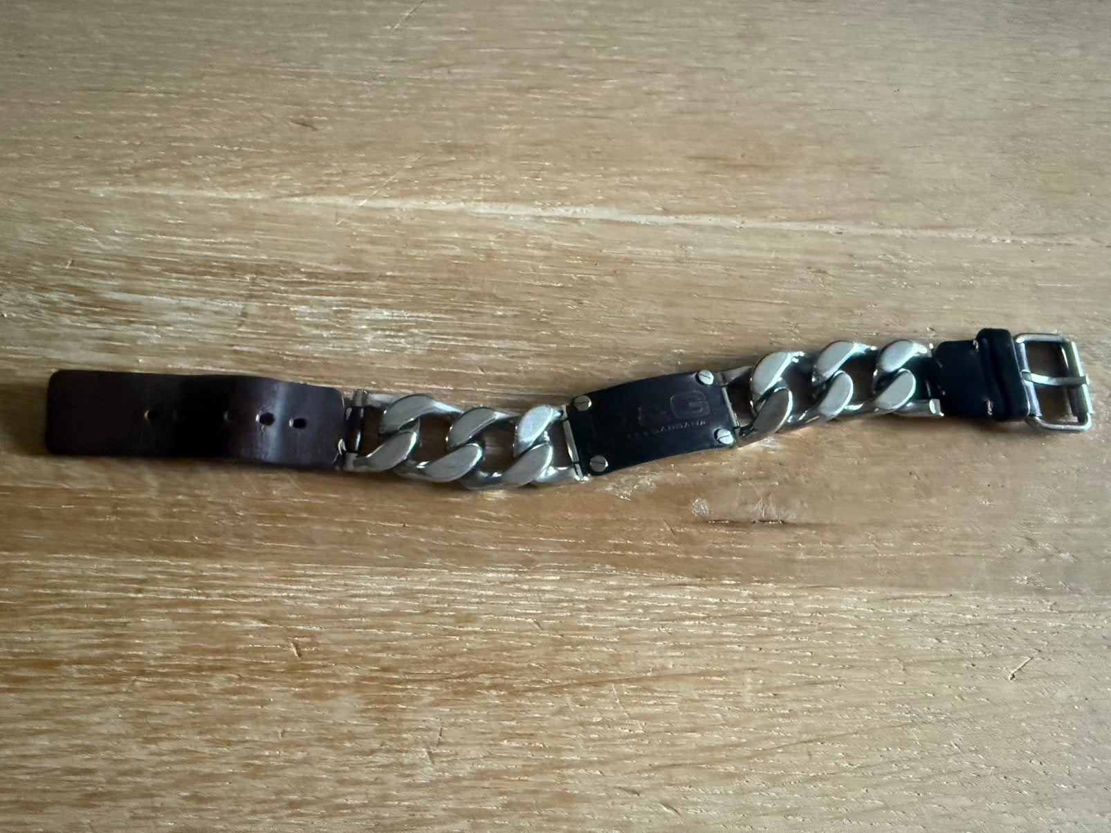 Dolce & Gabbana schakel armband, Ophalen, Leer