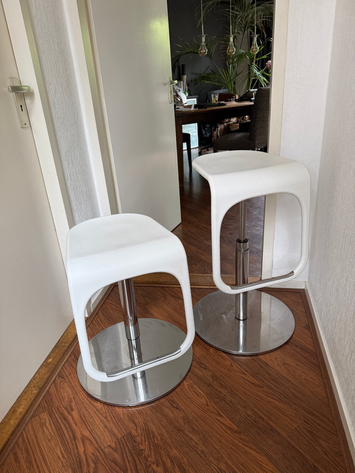 Bar kruk x2 verstelbaar hoge eettafel kruk stoel, Ophalen, Kunststof, Gebruikt, In hoogte verstelbaar