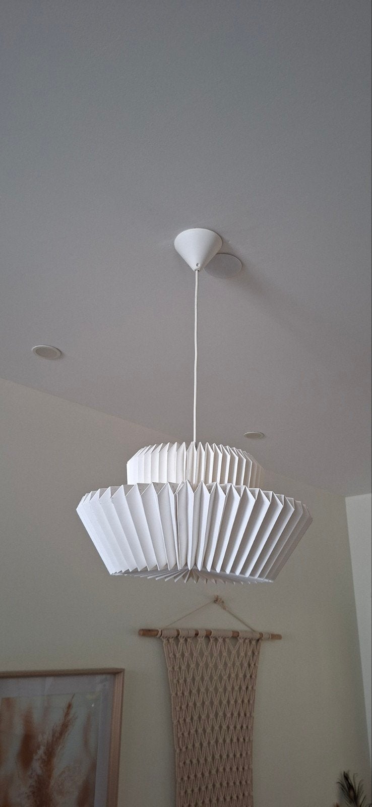 H&M Home geplooide papieren hanglamp wit – ZGAN (Uitverkocht, Ophalen of Verzenden, Zo goed als nieuw, Minder dan 100 cm