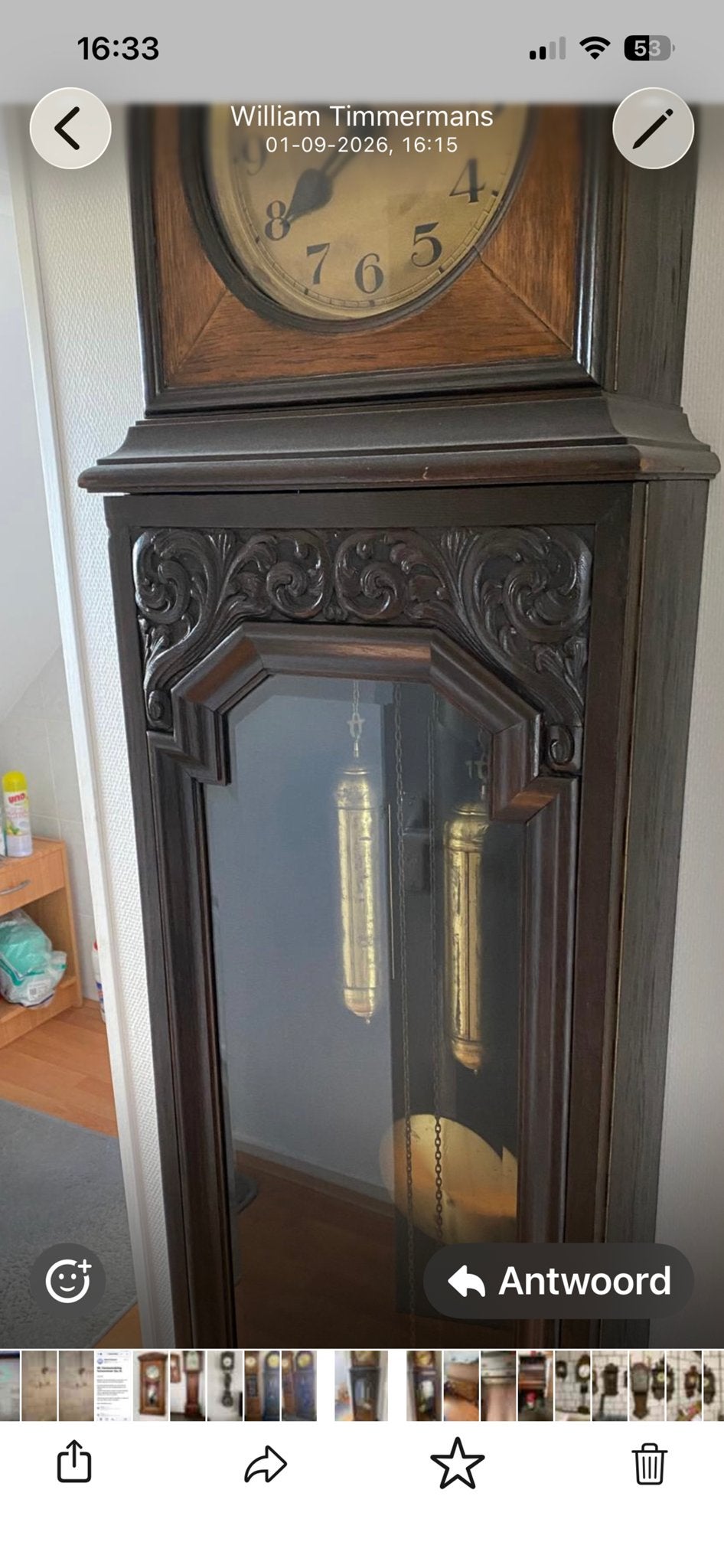 Antieke Duitse Staande Klok - Klassieke Tijdloze Elegantie, Ophalen of Verzenden