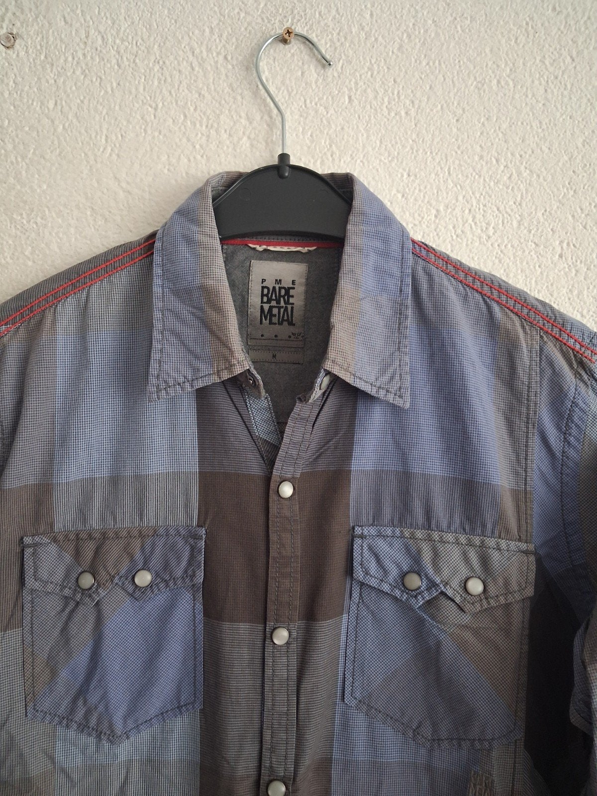 PME Bare Metal Geruit Overhemd - Maat M, PME Bare Metal, Blauw, Gedragen, Halswijdte 39/40 (M)