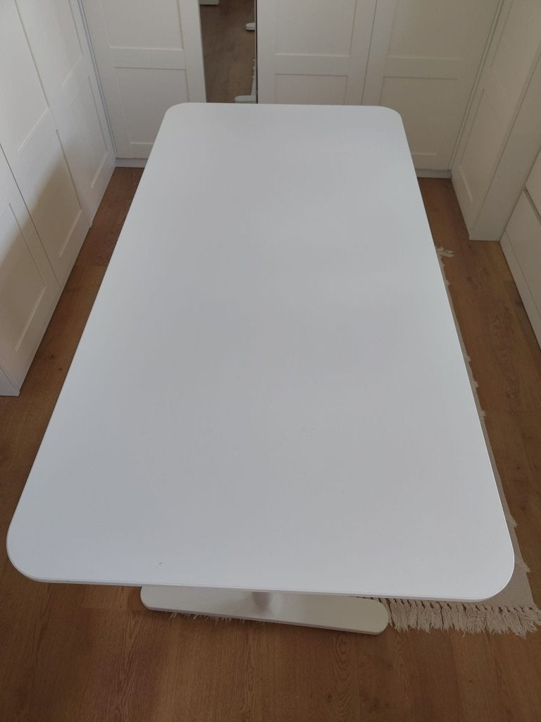 IKEA Bekant bureau wit, Ophalen, 160 cm, In hoogte verstelbaar, Spaanplaat of MDF