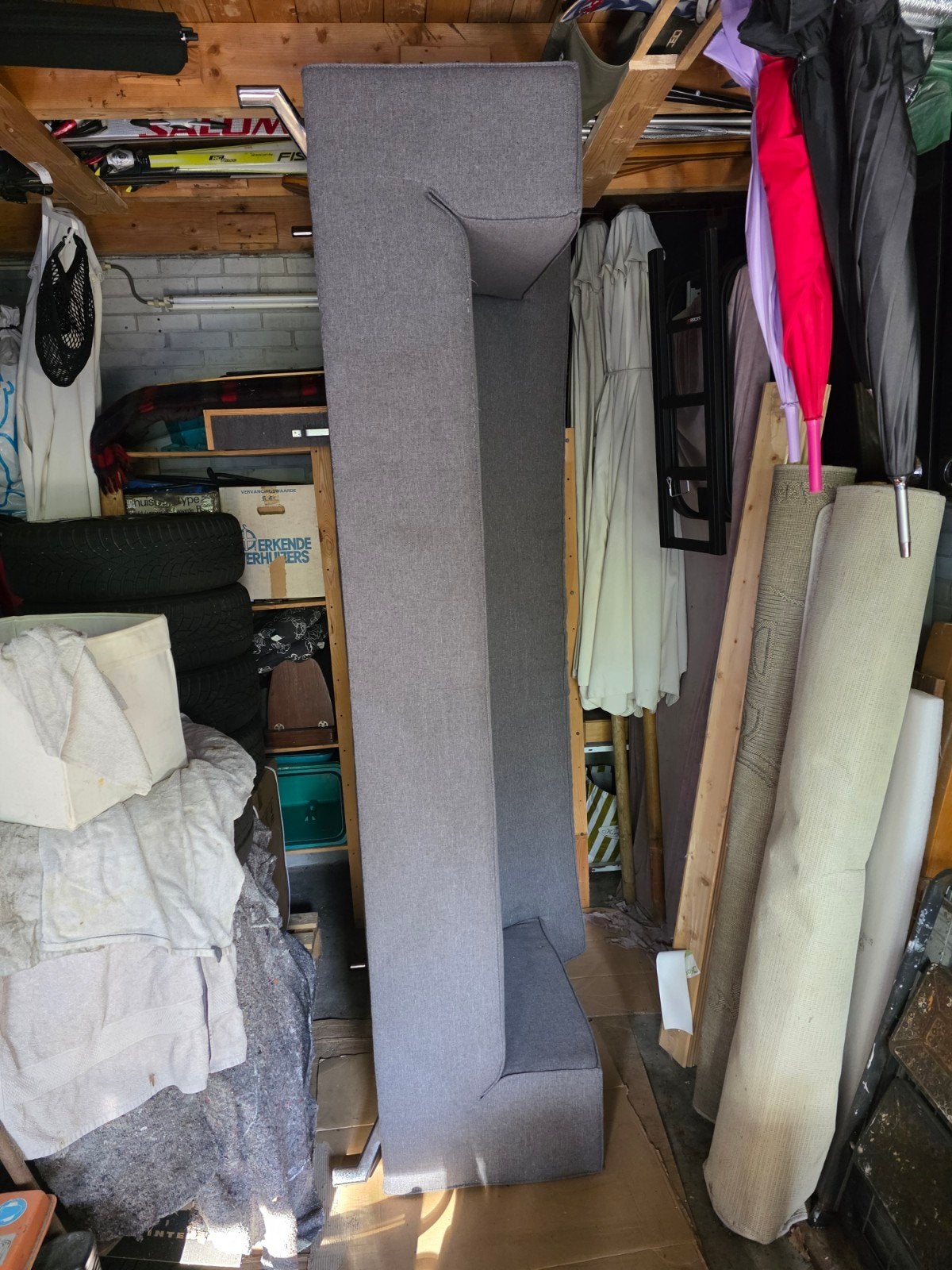Grijze stoffen bank, Huis en Inrichting, Ophalen, Gebruikt, Driepersoons, 75 tot 100 cm