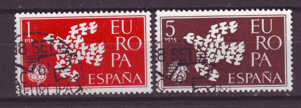 Spanje Mi 1266/1267 gest CEPT Europa, Postzegels en Munten, Ophalen of Verzenden, Gestempeld