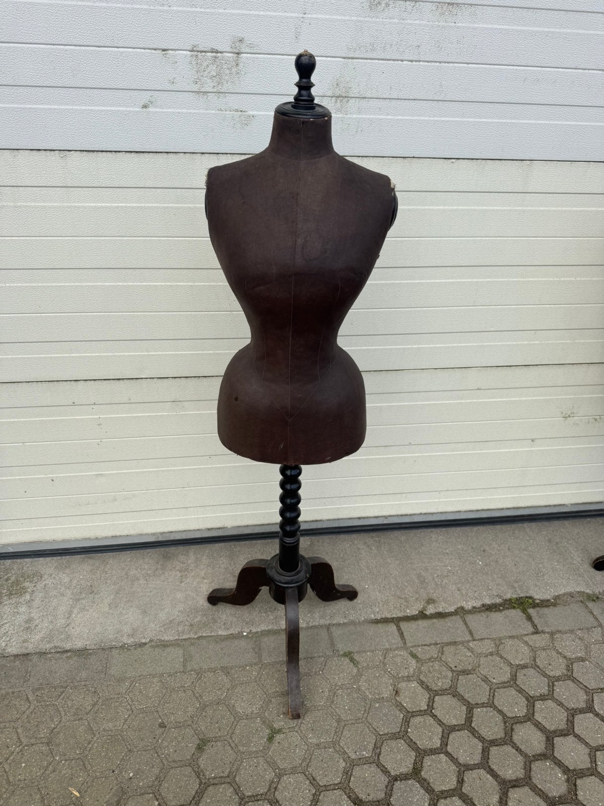 Antieke paspop / etalagepop op houten standaard, Antiek en Kunst, Ophalen of Verzenden