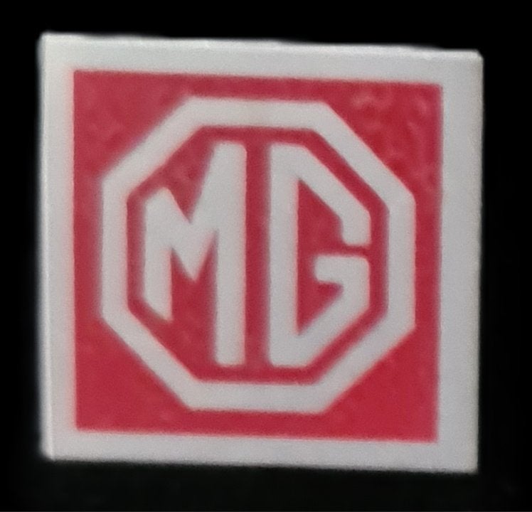 M.G., speld- rood-wit blik, Verzenden, Gebruikt, Transport, Speldje of Pin