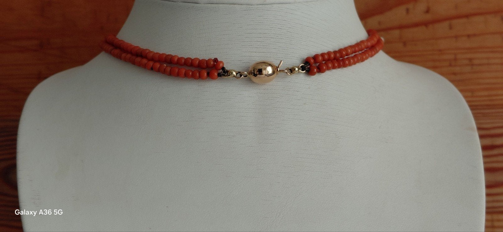 Vintage Koraal dubbele Ketting met Gouden Sluiting, Sieraden, Tassen en Uiterlijk, Verzenden, Goud, Ketting