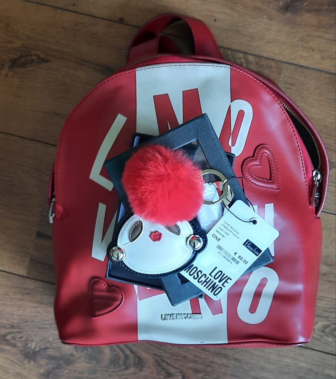 Origineel LOVE MOSCHINO, grote rugtas met tas/sleutelhanger, Overige merken, 25 tot 40 cm, Nieuw, Ophalen of Verzenden