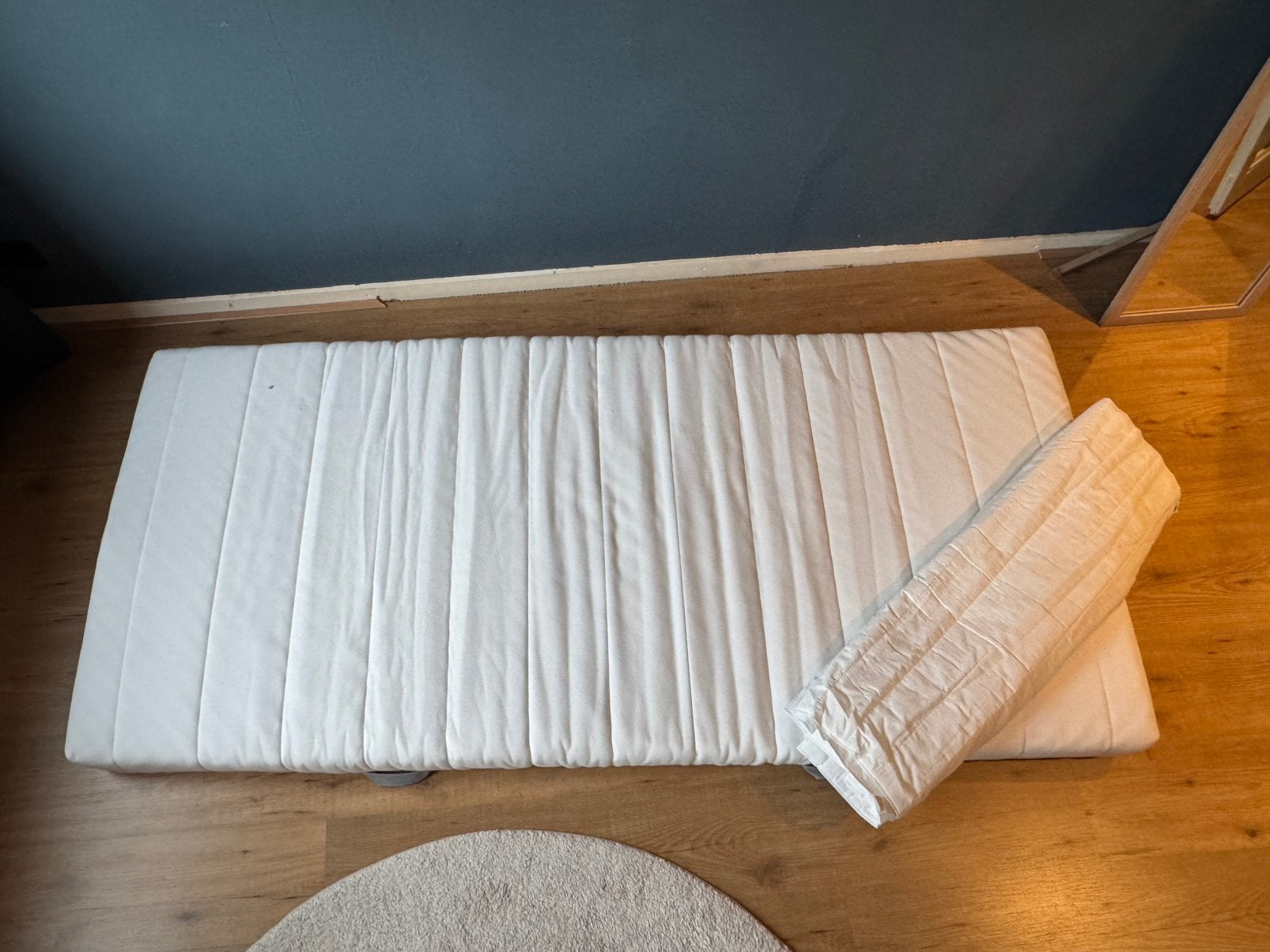 ZGAN eenpersoonsmatras met matrasbeschermer IKEA, Ophalen, Eenpersoons, Zo goed als nieuw, 80 cm