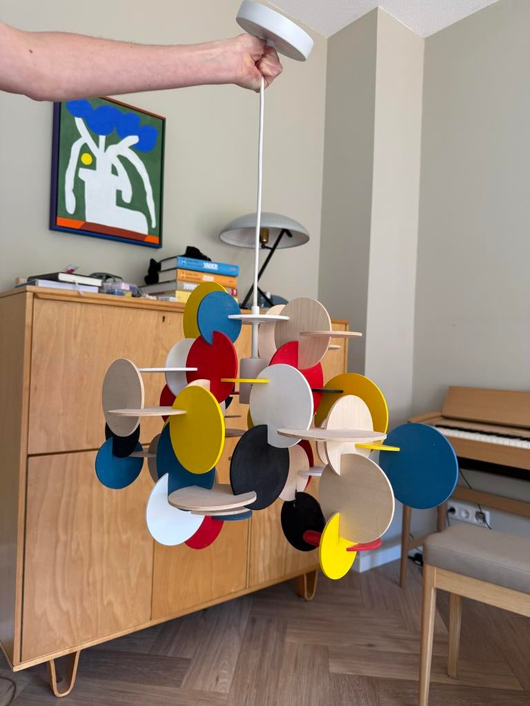 Norman Kopenhagen lamp - Kleurrijke design hanglamp, Ophalen, Gebruikt, Hout, 50 tot 75 cm