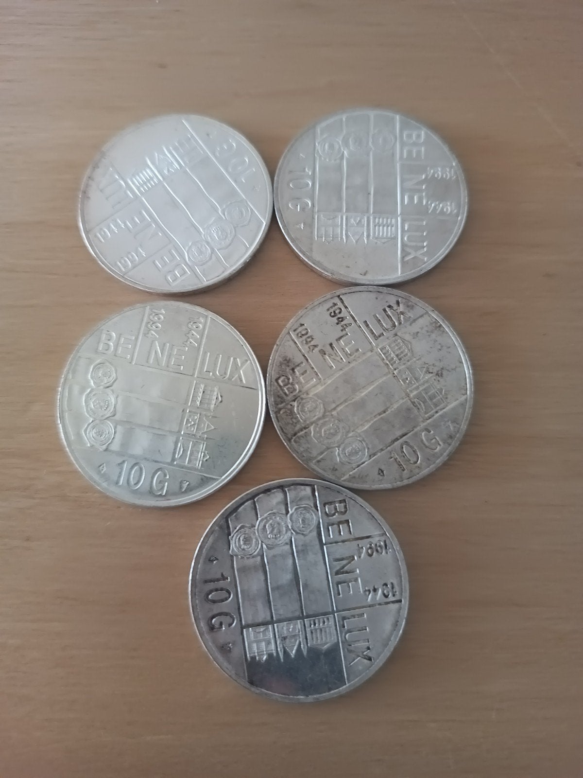 5 Zilveren 10 Guldens 1944 - 1994, Ophalen of Verzenden, Koningin Juliana, 1 gulden