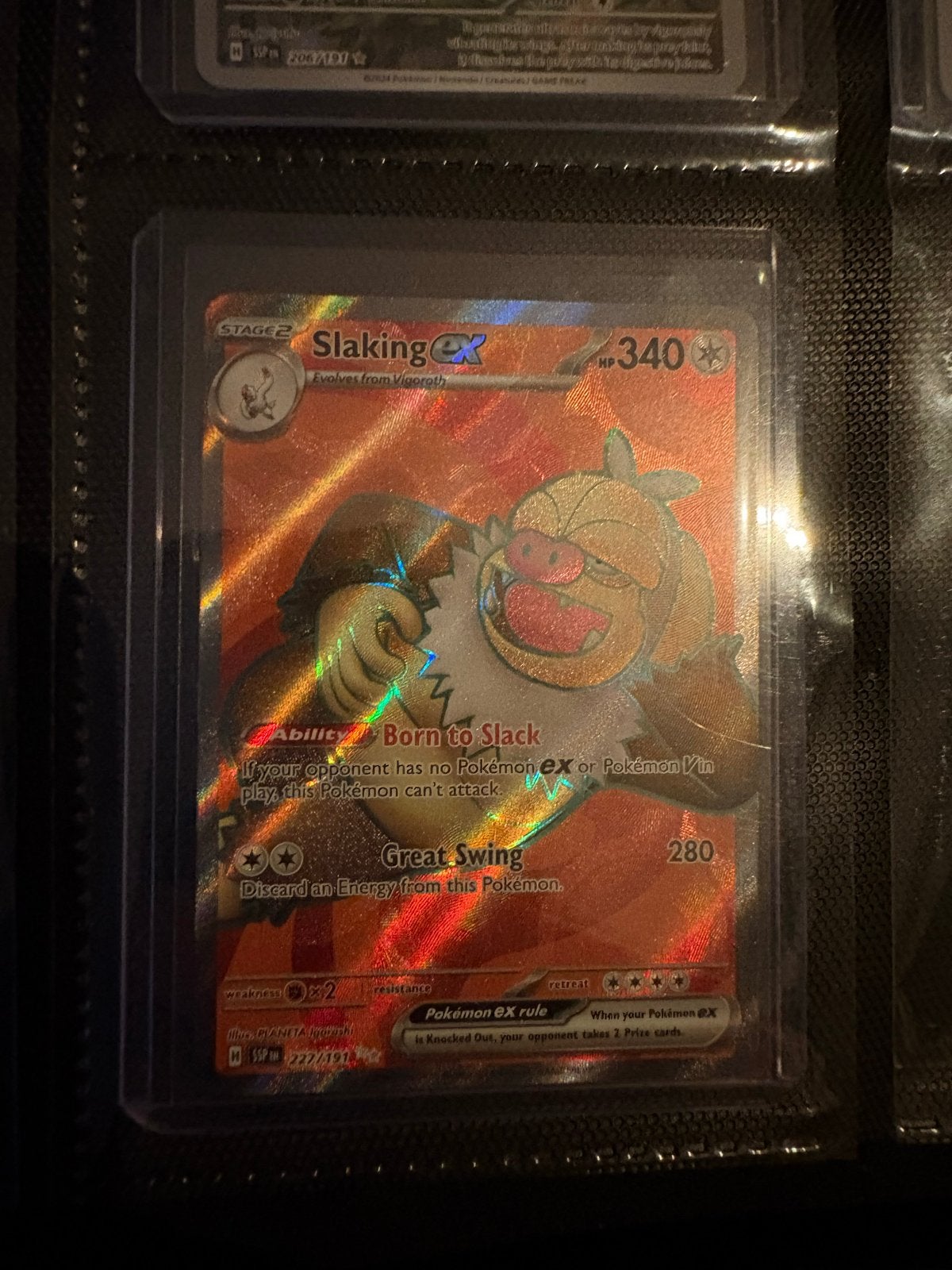 Pokémon TCG Slaking ex 227/197 Obsidian Flames, Ophalen of Verzenden, Zo goed als nieuw, Losse kaart, Foil