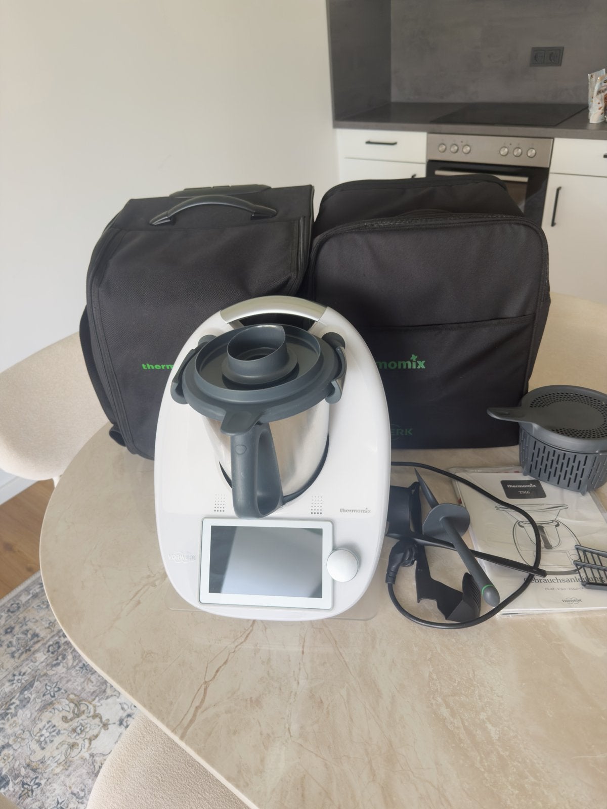 Thermomix TM6 met reistas - Zo goed als nieuw, Ophalen, 3 snelheden of meer, Zo goed als nieuw, 2 tot 3 liter