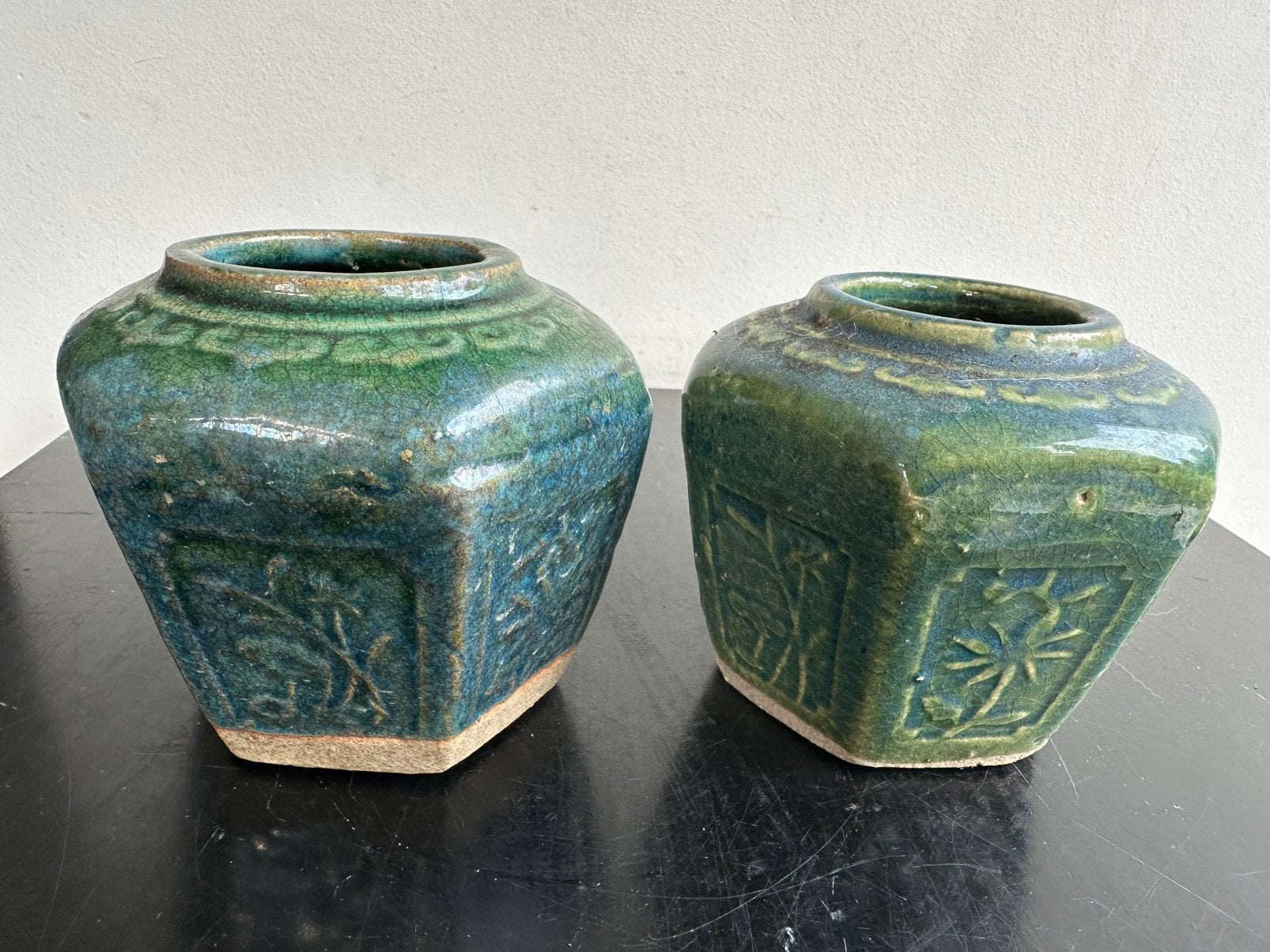 Chinees aardewerk gemberpot 2x 1 koop 10 cm H, Ophalen of Verzenden