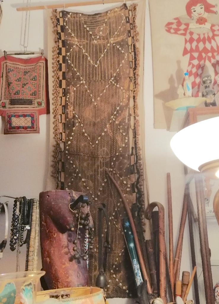 Vintage Afrikaans textiel meer dan 2 meter raffia Kuba Congo, Ophalen of Verzenden