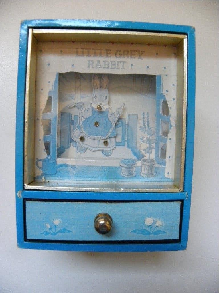 Vintage muziekdoos kistje Little Grey Rabbit M Tempest 1989, Antiek en Kunst, Ophalen of Verzenden