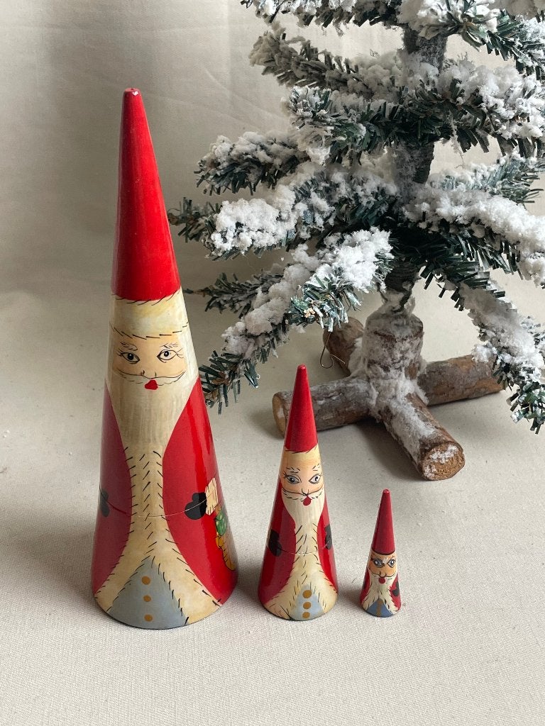 3 houten kerstmannetjes kerstversiering, Ophalen of Verzenden, Gebruikt