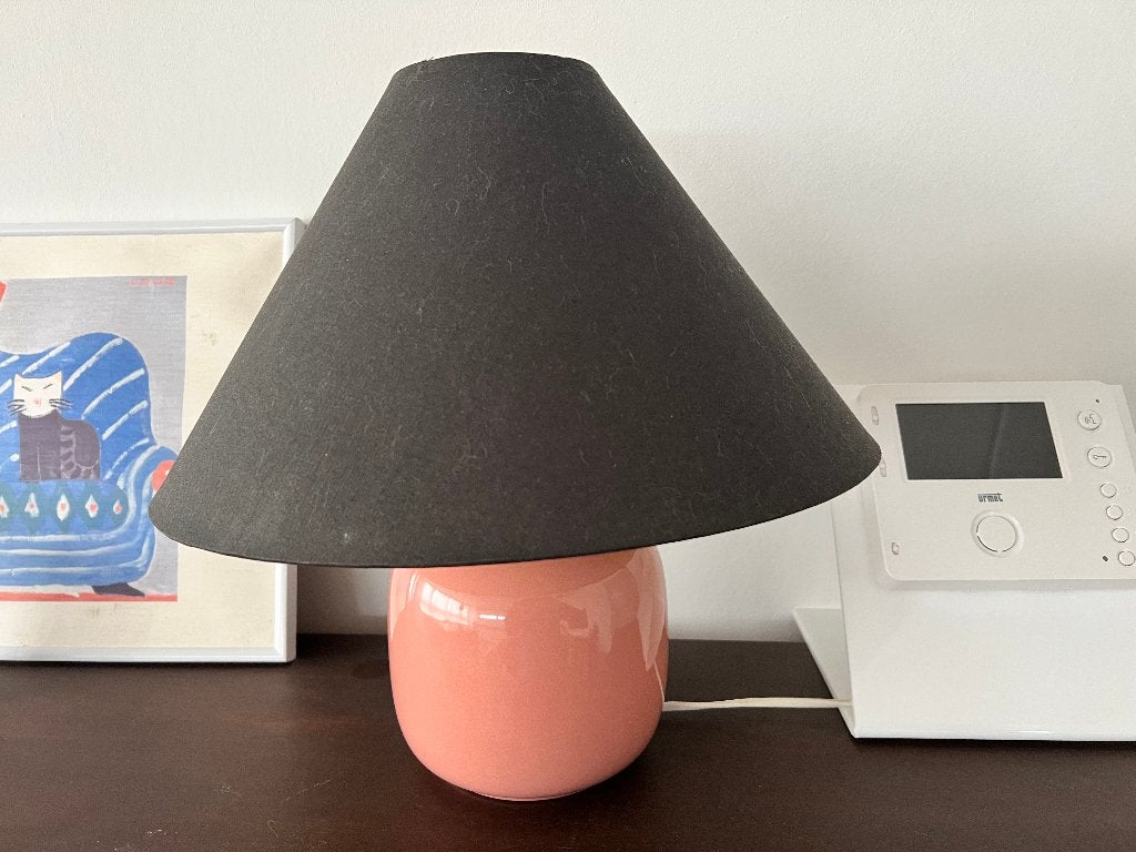 Tafellamp keramische voet roze | zwarte kap, Ophalen, Gebruikt, Overige materialen, Minder dan 50 cm
