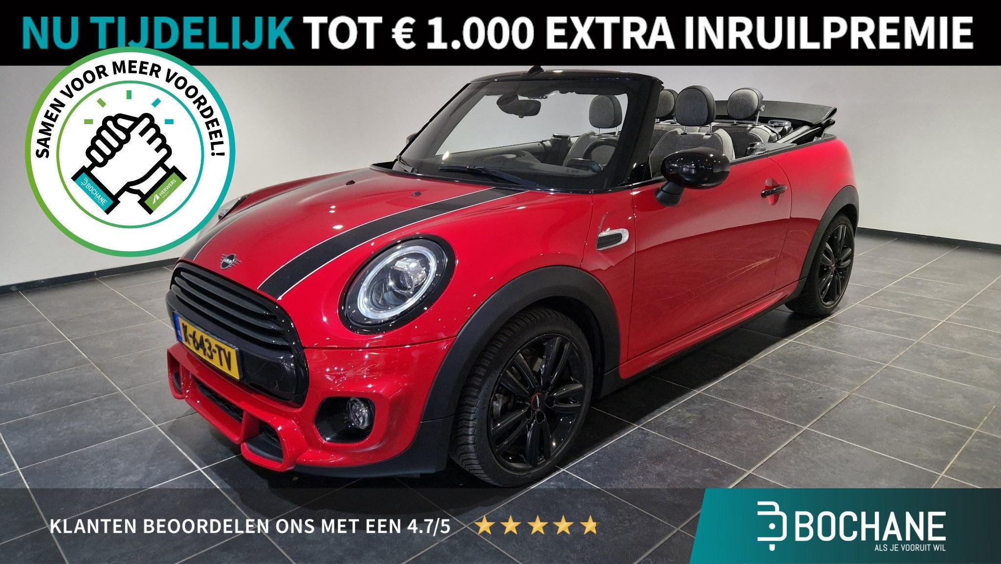MINI Cabrio 1.5 Cooper | JCW Works Trim | Keyless entry | St, Auto's, Gebruikt, Euro 6, Cabriolet, 4 stoelen