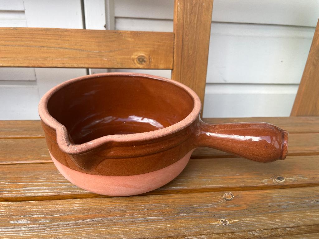 Vintage fonduepan / caquelon van terracotta made in france, Ophalen of Verzenden, Overige materialen