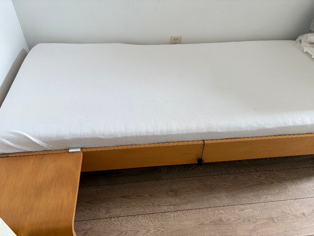 Bed, Ophalen, 90 cm, Eenpersoons, Bruin