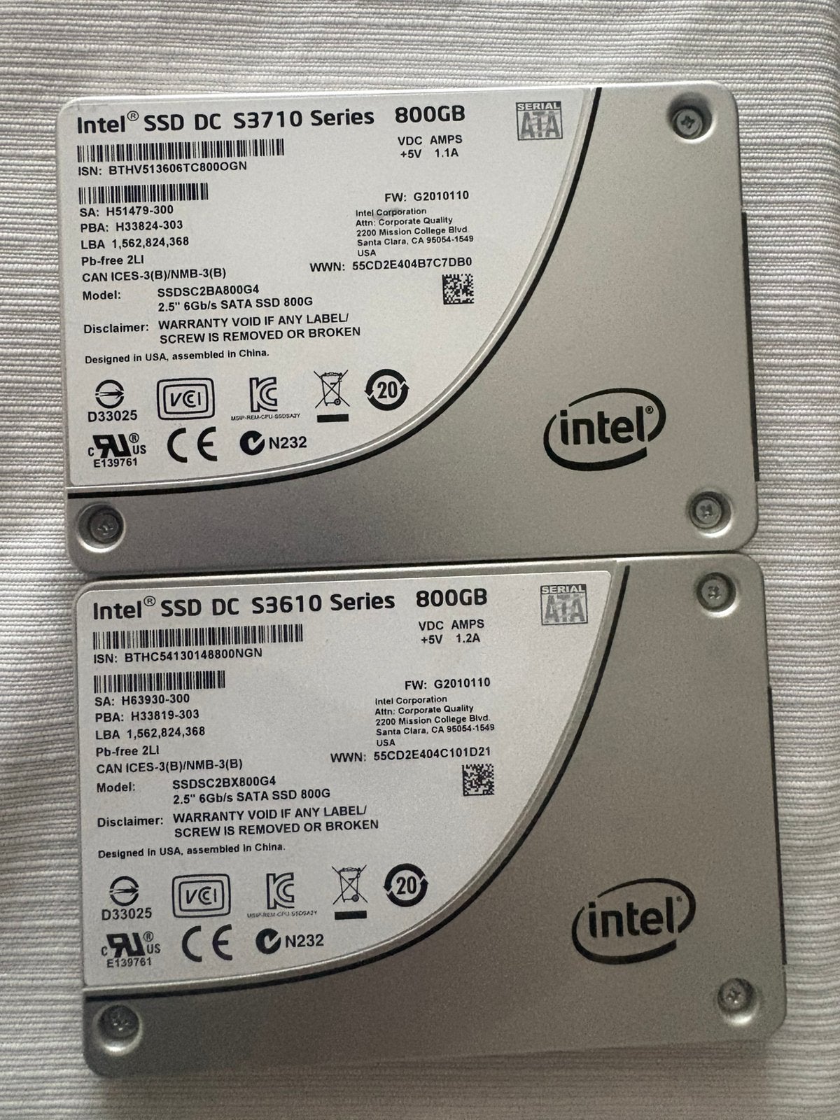 Intel ssd dc s3610 series 800gb 2 op voorraad prijs per stuk, Intern, Gebruikt, Ophalen of Verzenden, 800gb