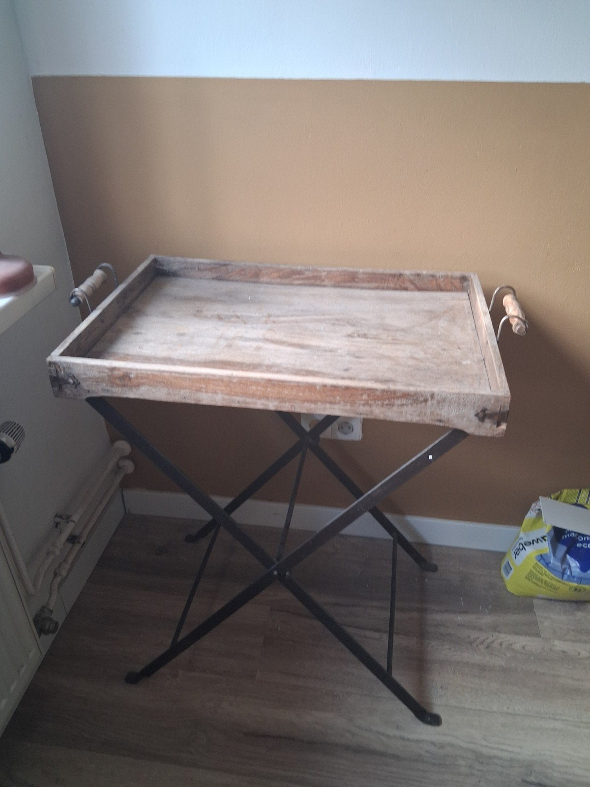 butler tray hout en gietijzer, Ophalen, Gebruikt, Landelijk, Industrieel, Rustiek, 75 cm of meer