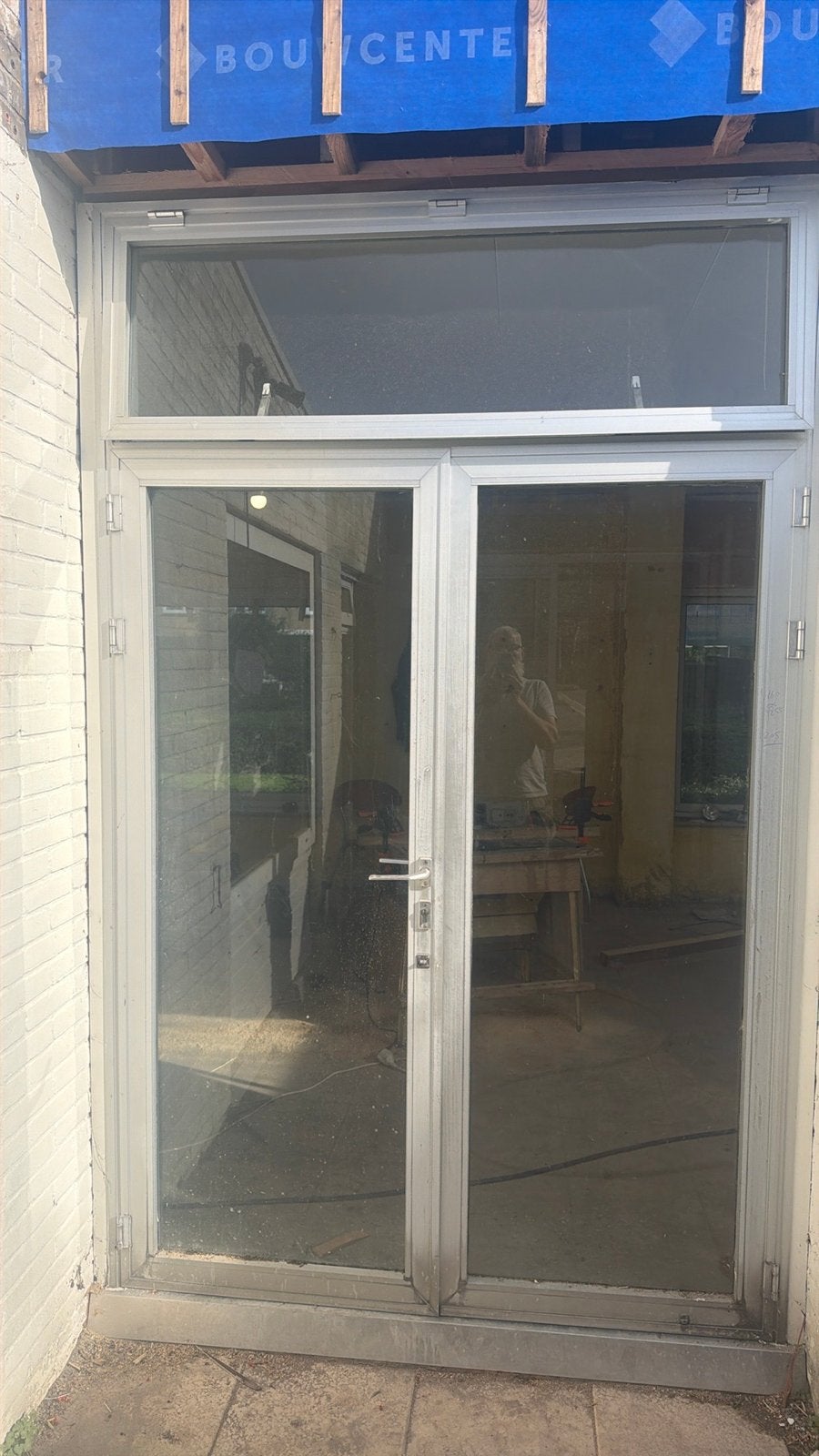 Dubbele tuindeuren met bovenlicht aluminium 50 euro, Gevelraam of Ruit, Gebruikt, 80 tot 120 cm, Dubbelglas