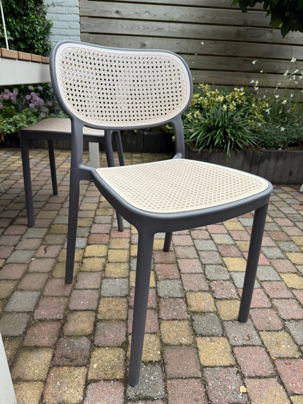 6 Kunststof Outdoor Stoelen met Rotan Look, Tuin en Terras, Tuinstoelen, Ophalen, Zo goed als nieuw, Kunststof