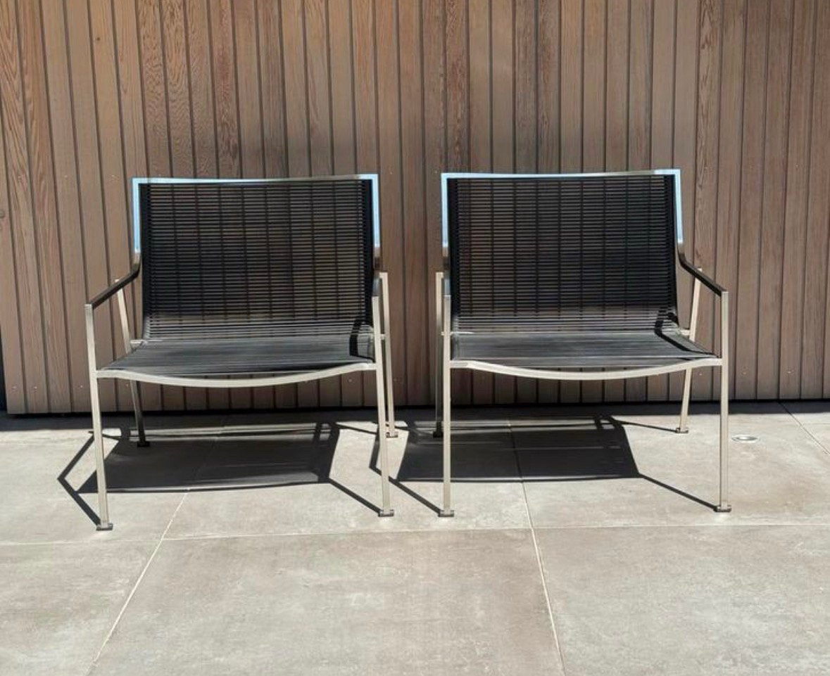 2 x Coro Italia SG1 lounge chairs rvs frame Pp vlechtwerk, Tuin en Terras, Tuinstoelen, Info@micheldethouars.nl, Ophalen of Verzenden