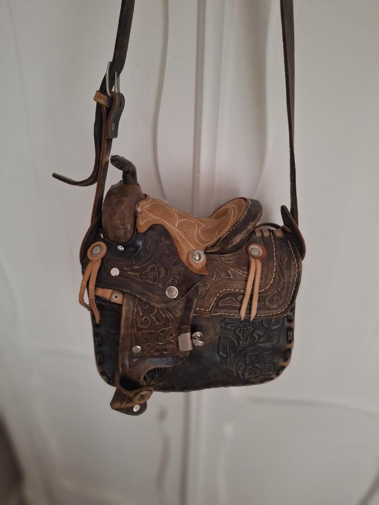 Unieke Vintage Leren Zadeltas - Handgemaakt, Ophalen of Verzenden, Gebruikt, Bruin, Schoudertasje