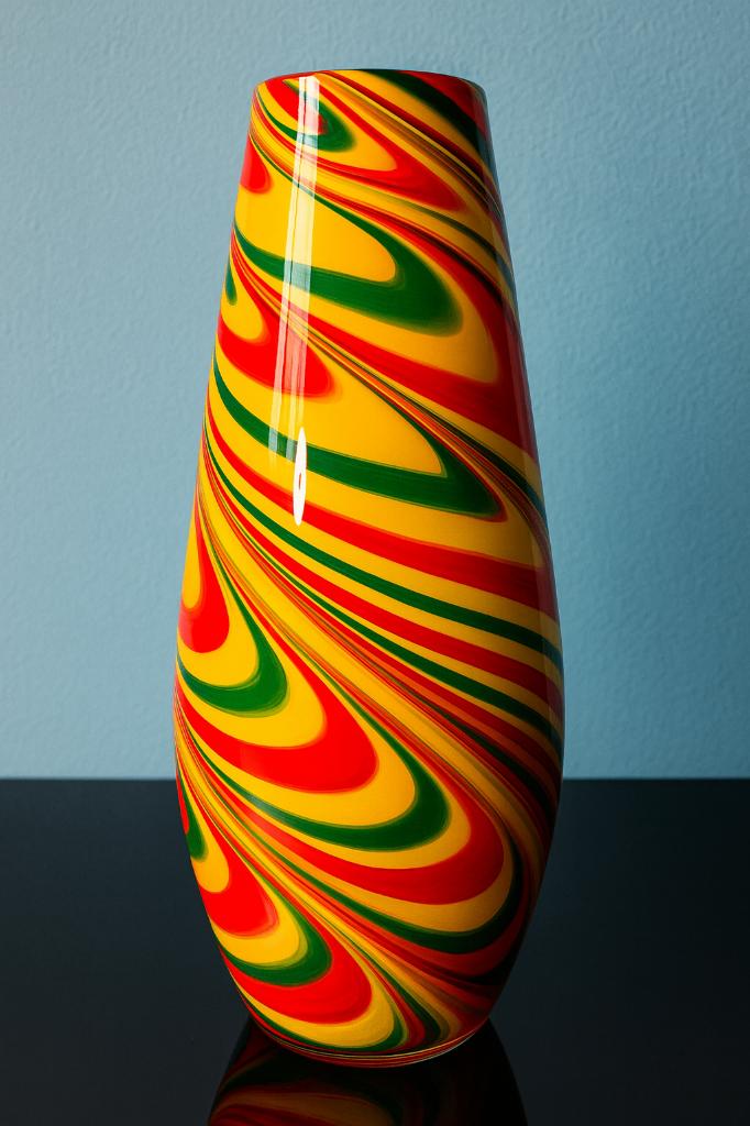 Art Design Murano Vaas Geel Rood Groen Pontil, Antiek en Kunst, Antiek | Glas en Kristal, Ophalen of Verzenden