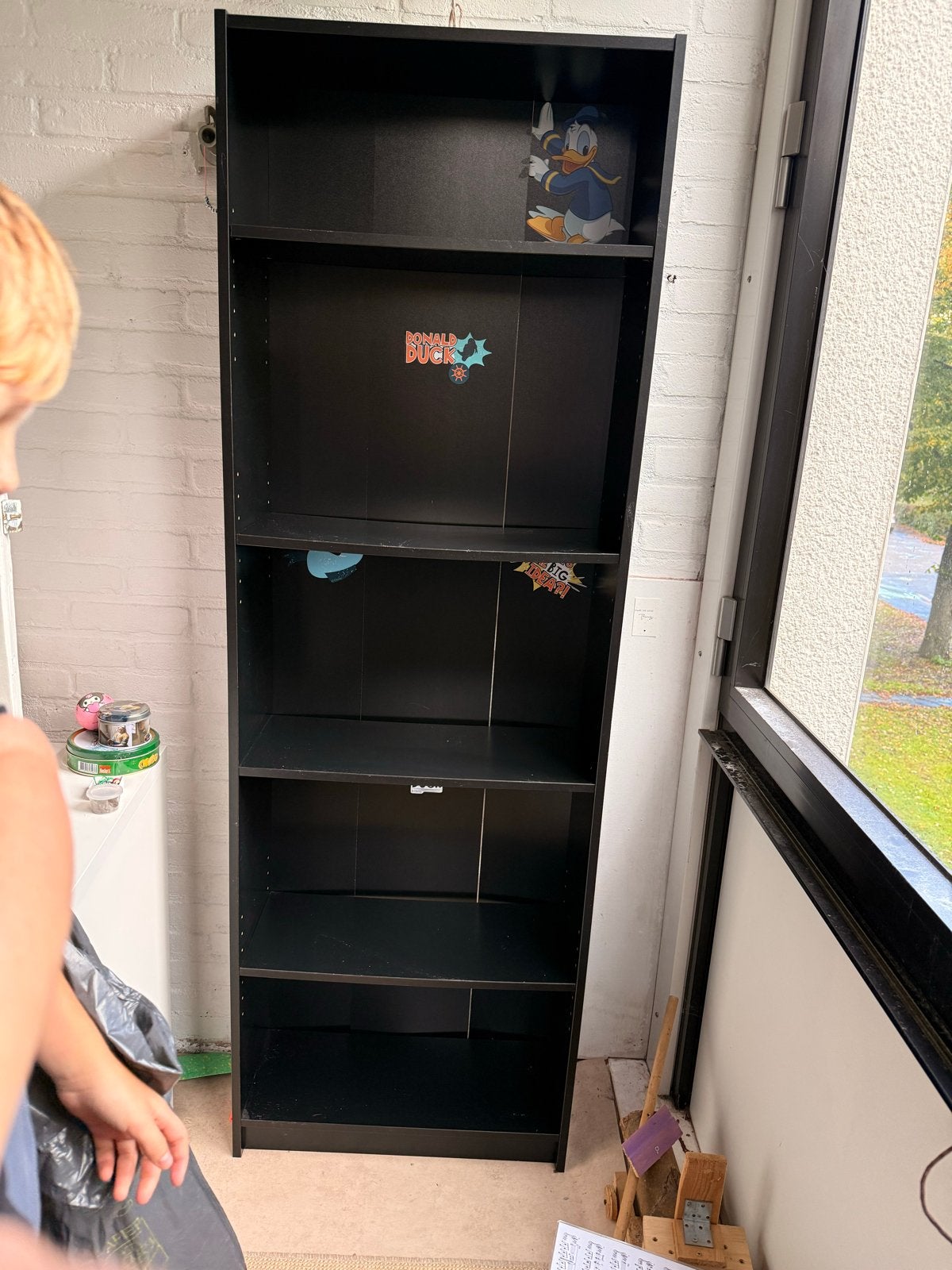 Zwarte Boekenkast, Ophalen, Met plank(en), Gebruikt, 50 tot 100 cm