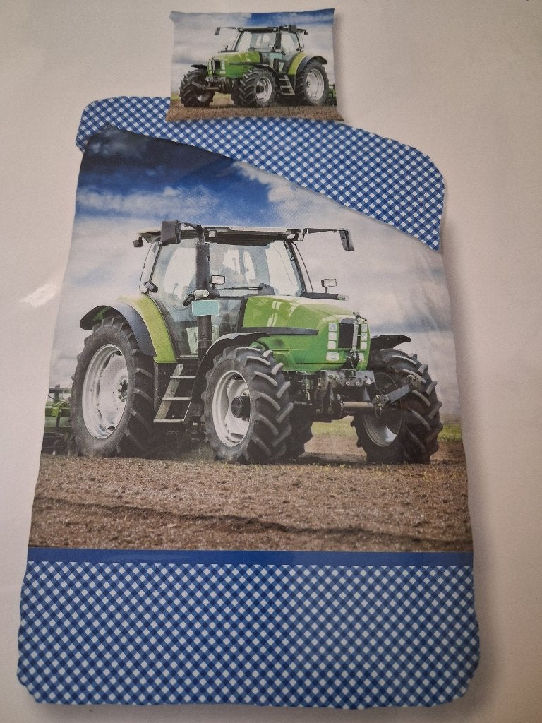 Nieuw! Mooi dekbedovertrek trekker tracktor 140x200/220, Eenpersoons, Meerkleurig, Dekbedovertrek, Katoen
