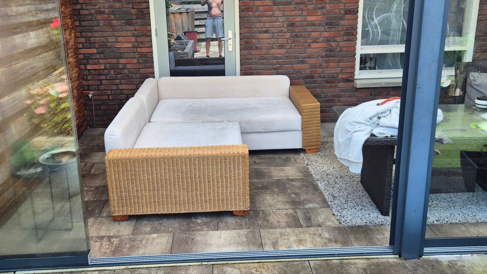 Comfortabele loungebank met opbergruimte, Ophalen, Gebruikt, Driepersoons, Stof