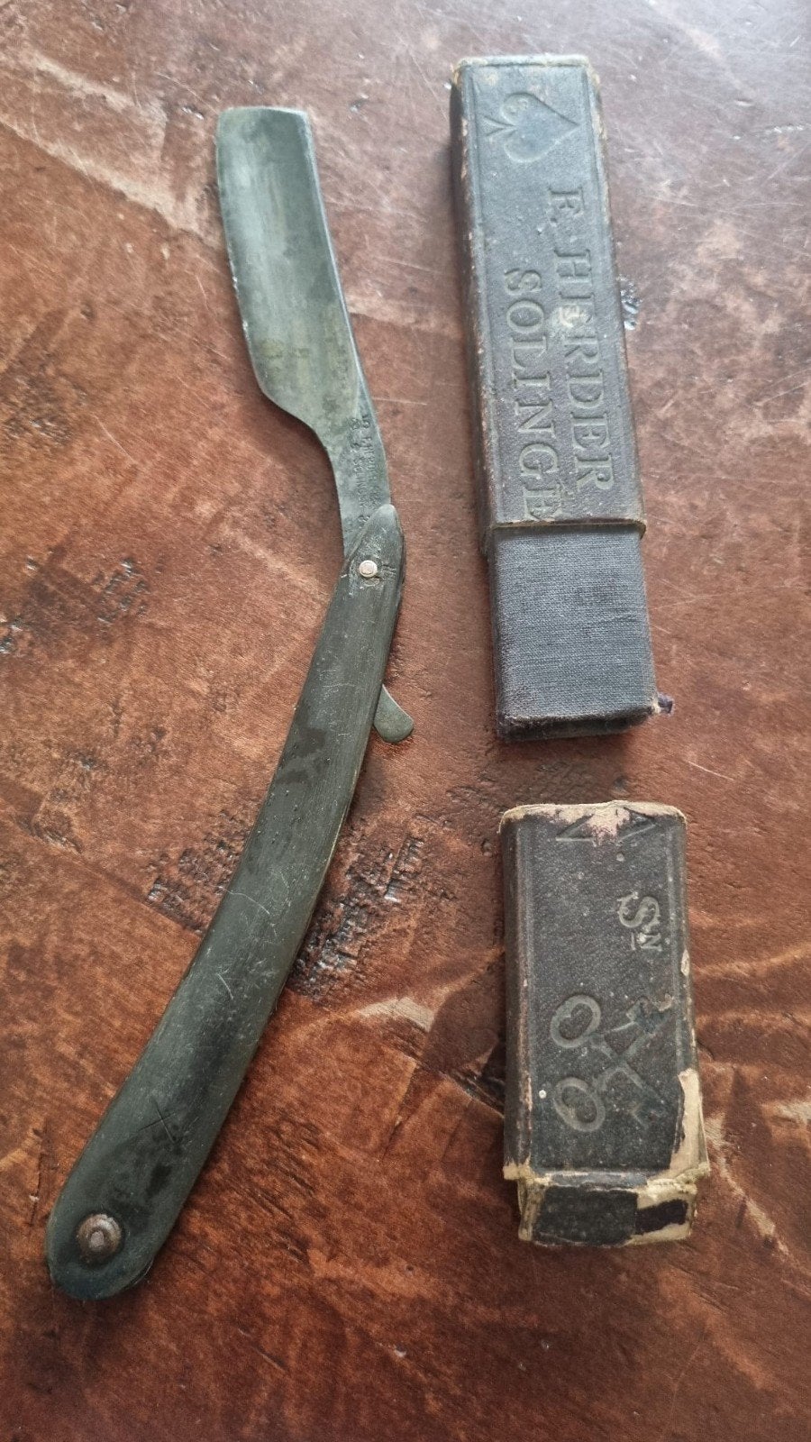 Antiek Scheermes F. Herder Solingen met originele doos, Ophalen of Verzenden
