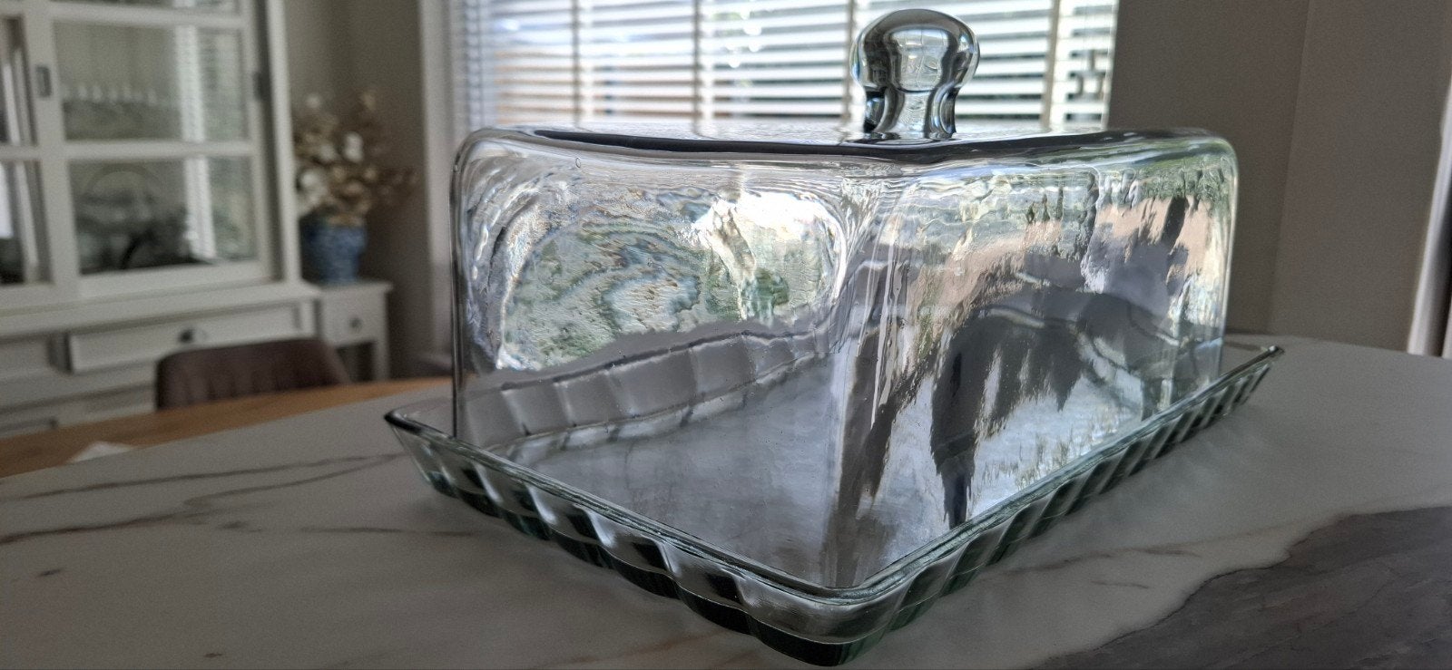 Luxe glazen plateau met stolp voor cake, Glas, Ophalen, Nieuw, Handgemaakt