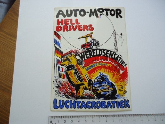 sticker oud Auto motor hell drivers stuntman horst klaas, Verzenden, Zo goed als nieuw, Bedrijf of Vereniging
